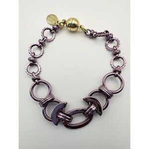 Melania Clara Purple Metallic Link Chain Bracelet 7”